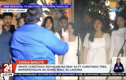 NU Laguna’s Chorale and Dance Troupe appearing on GMA 24 Oras
