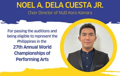 Noel A. Dela Cuesta Jr. passed the auditions and is eligible to represent the Philippines in the 27th Annual World Championships of Performing Arts