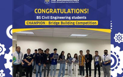 More pride and honor were brought home as our Civil Engineering Students bagged the Champion spot in the Bridge-building Competition and 3rd Place in the Intercampus Quiz Bee Competition held at NU Lipa