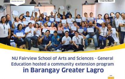 NU Fairview SAS – General Education Department hosted a ComEx program in Brgy. Greater Lagro