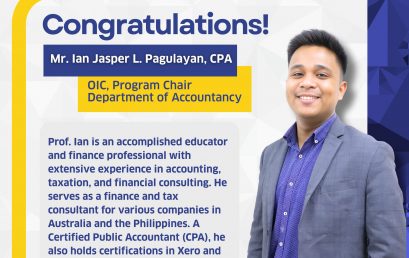 NU Clark Welcomes Mr. Ian Jasper L. Pagulayan, CPA as OIC Program Chair of Accountancy