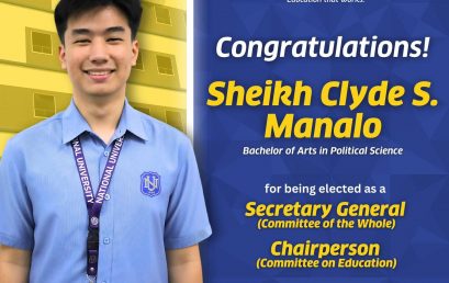 NU Clarkโs Sheikh Clyde S. Manalo Elected Secretary General and Education Chair at National Youth Parliament โ Central Luzon NU Clarkโs Sheikh Clyde S. Manalo Elected Secretary General and Education Chair at National Youth Parliament โ Central Luzon