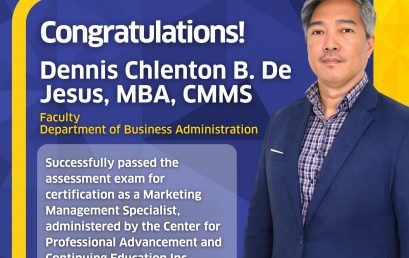 Congratulations, Sir Dennis Chlenton B. De Jesus, MBA, CMMS!