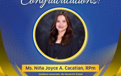 NU Nazareth School’s Ms. Niña Joyce A. Cacatian, RPm, Passes the Board Licensure Examination for Psychometrician (BLEP) NU Nazareth School’s Ms. Niña Joyce A. Cacatian, RPm, Passes the Board Licensure Examination for Psychometrician (BLEP)