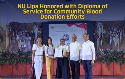 NU Lipa Honored with Diploma of Service for Community Blood Donation Efforts