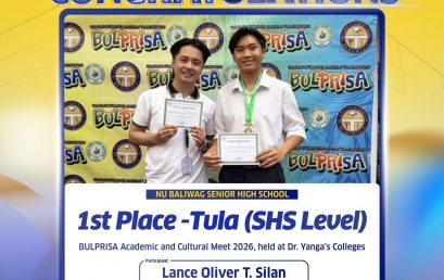 NU Baliwag Senior High Student Clinches 1st Place at BULPRISA Academic and Cultural Meet